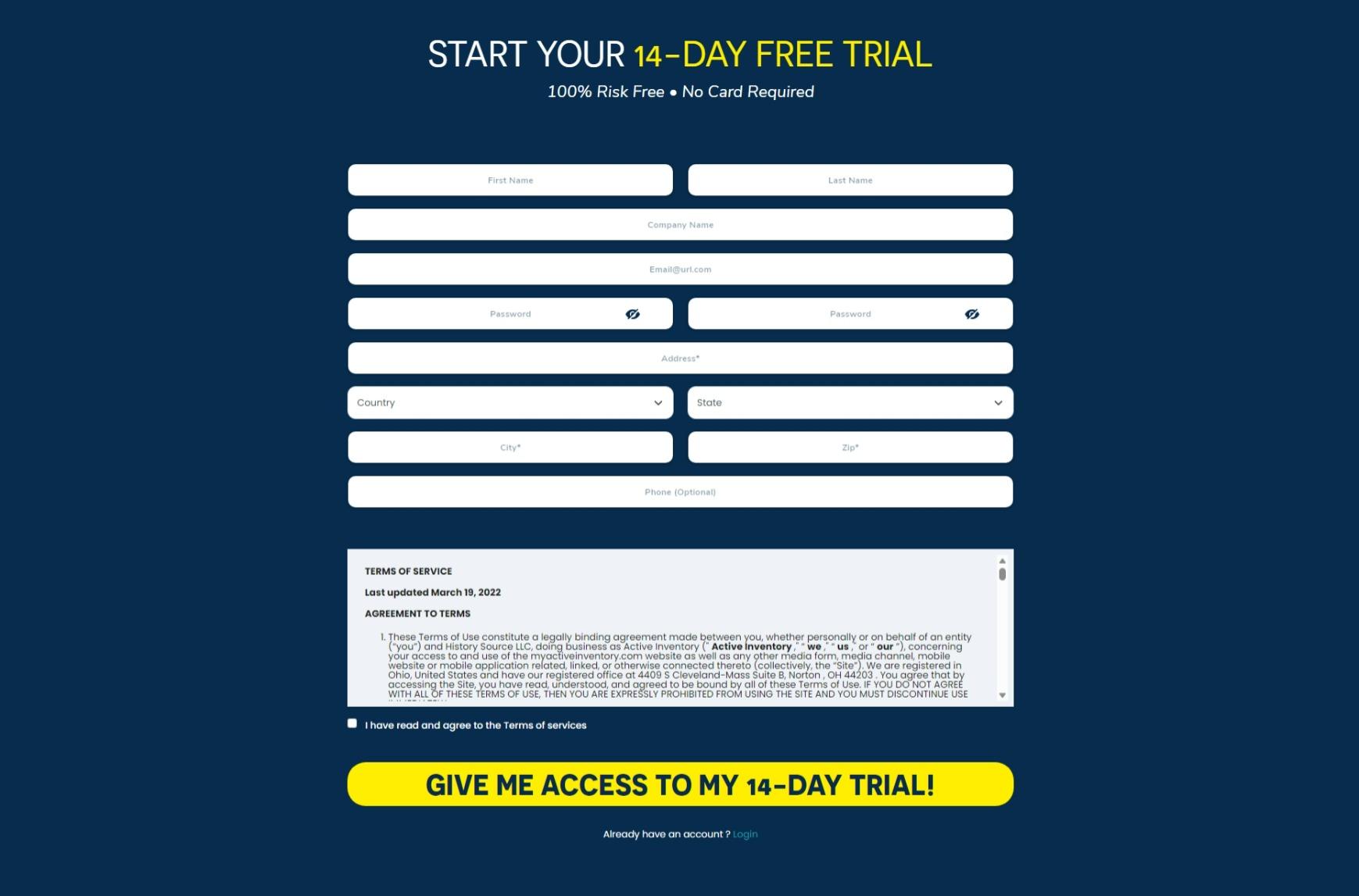 Registration Page